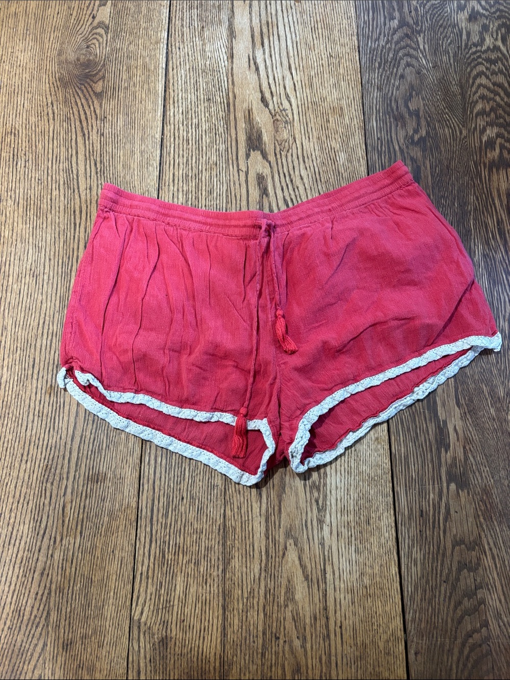 aerie Coral Pink Lace-Trim Shorts